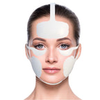 Woman wearing a face mask with a white background